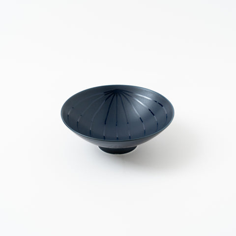 Hakusan Kiln Stripe Flat Hasami Rice Bowl