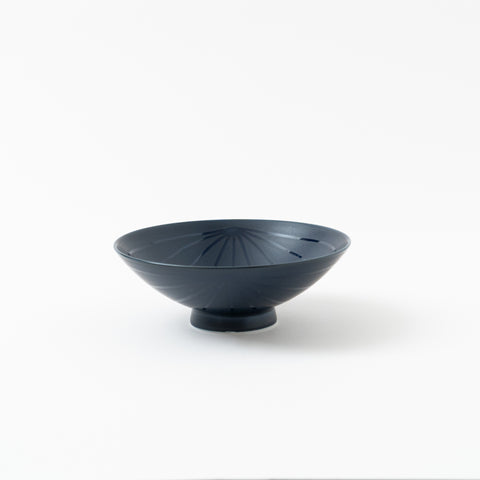 Hakusan Kiln Stripe Flat Hasami Rice Bowl