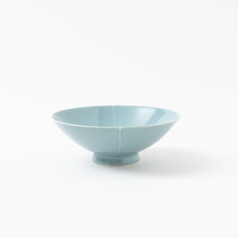 Hakusan Kiln Blue Split Hasami Rice Bowl