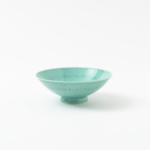 Hakusan Kiln Green Ring Hasami Rice Bowl