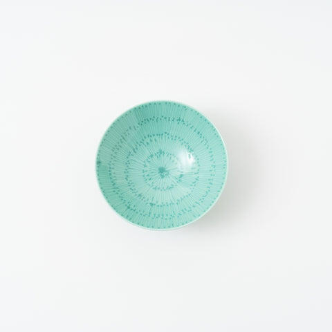 Hakusan Kiln Green Ring Hasami Rice Bowl