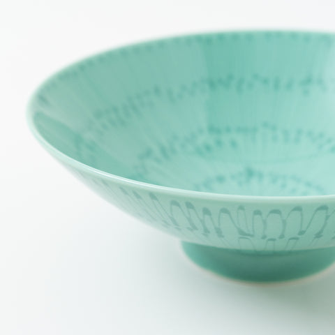 Hakusan Kiln Green Ring Hasami Rice Bowl