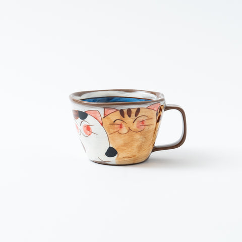 Kikusyo Kiln Smiling Cats Hasami Soup Bowl