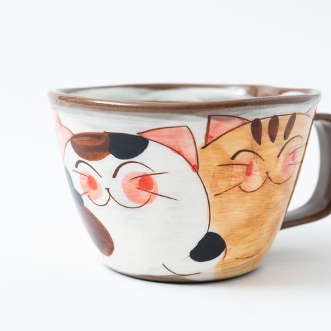 Kikusyo Kiln Smiling Cats Hasami Soup Bowl