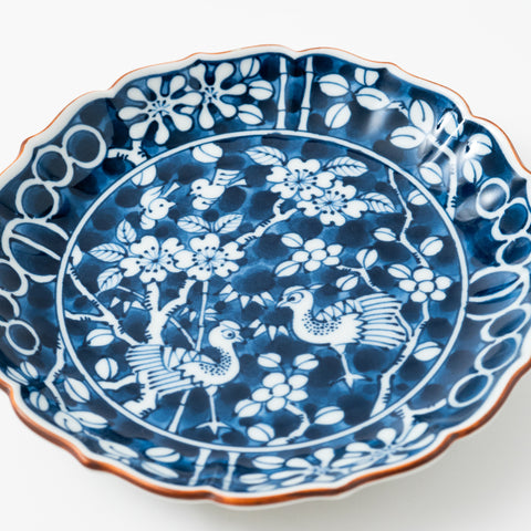 Underglaze Flowers and Birds Hasami Round Plate