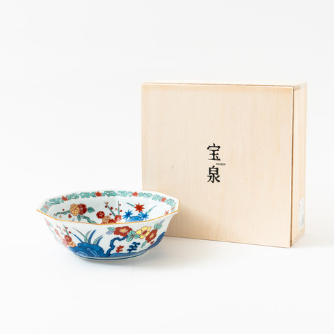 Hand-Painted "Ume-Botan" Arita Serving Bowl