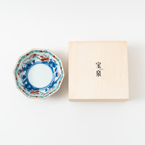 Hand-Painted "Ume-Botan" Arita Serving Bowl