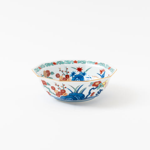 Hand-Painted "Ume-Botan" Arita Serving Bowl