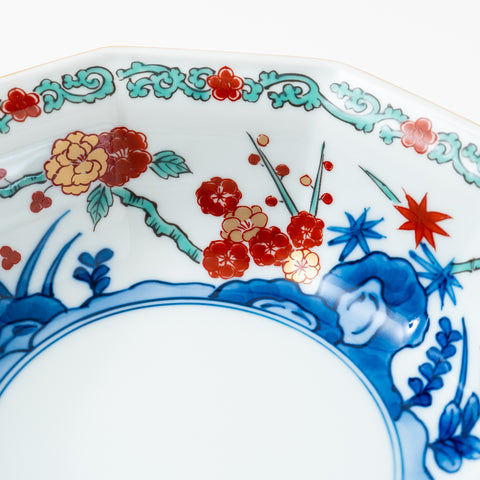 Hand-Painted "Ume-Botan" Arita Serving Bowl