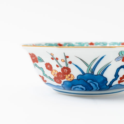 Hand-Painted "Ume-Botan" Arita Serving Bowl