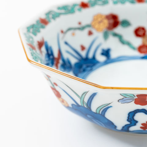 Hand-Painted "Ume-Botan" Arita Serving Bowl