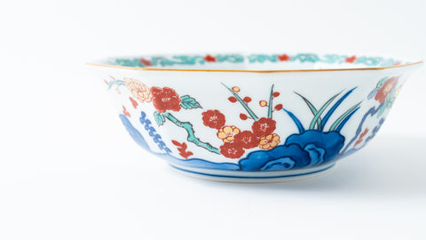 Hand-Painted "Ume-Botan" Arita Serving Bowl