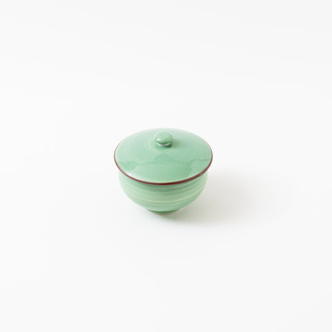 Green Glaze Flower Crest Hasami Lid Cup