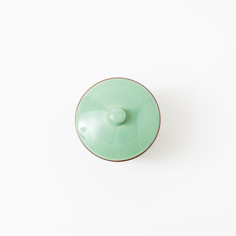 Green Glaze Flower Crest Hasami Lid Cup