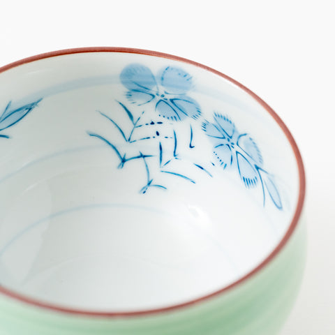 Green Glaze Flower Crest Hasami Lid Cup