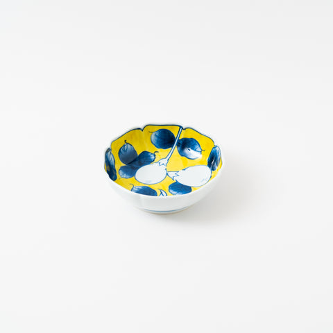 Eggplant Pattern Hand-Printed Hasami Serving Bowl