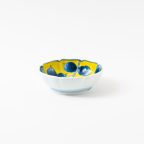 Eggplant Pattern Hand-Printed Hasami Serving Bowl