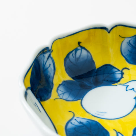 Eggplant Pattern Hand-Printed Hasami Serving Bowl