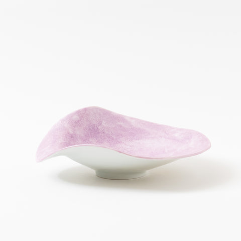 Pale Purple Curved Hasami Serving Bowl