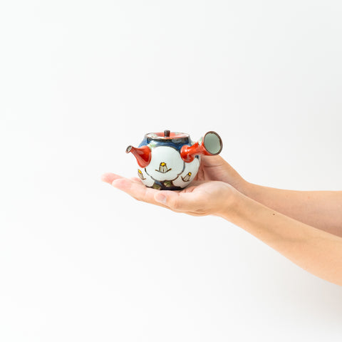 Red and Navy Camellia  Hasami Tea Set