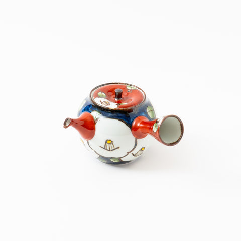 Red and Navy Camellia  Hasami Tea Set