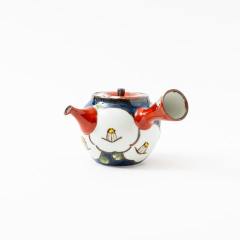 Red and Navy Camellia  Hasami Tea Set