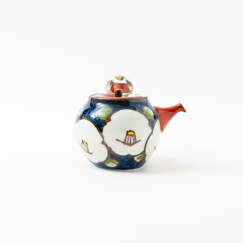 Red and Navy Camellia  Hasami Tea Set