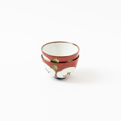 Red and Navy Camellia  Hasami Tea Set