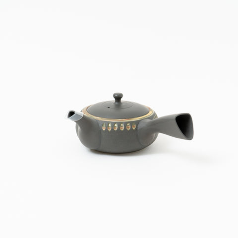 Flat Round Cut Swirl Pattern Tokoname Teapot