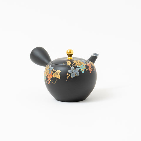 Shoboku Grape Design Black Clay Tokoname Teapot