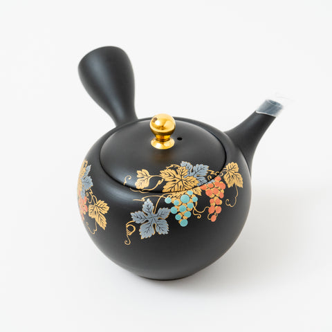 Shoboku Grape Design Black Clay Tokoname Teapot