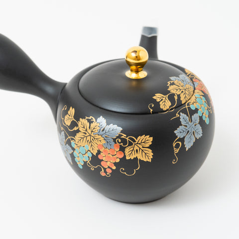 Shoboku Grape Design Black Clay Tokoname Teapot