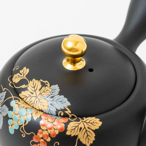 Shoboku Grape Design Black Clay Tokoname Teapot