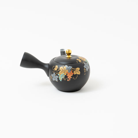 Shoboku Grape Design Black Clay Tokoname Teapot