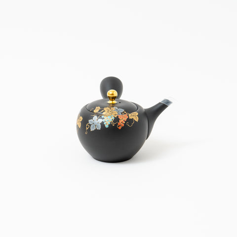 Shoboku Grape Design Black Clay Tokoname Teapot