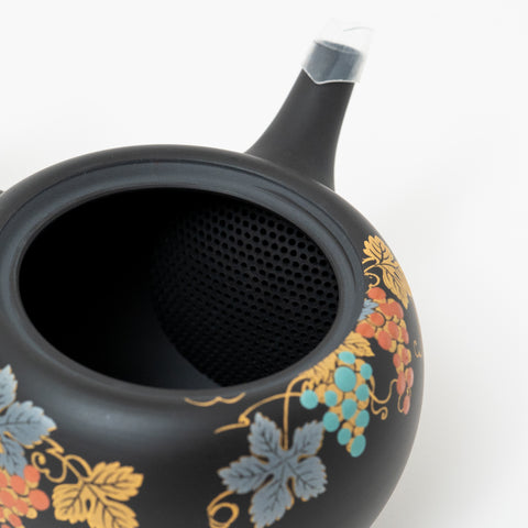 Shoboku Grape Design Black Clay Tokoname Teapot