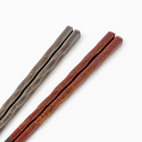 Tin and Red Layered Wakasa Lacquerware Chopstick Set