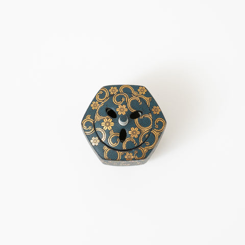 Blue Dots and Gold Flowers Kutani Incense Burner