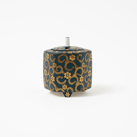 Blue Dots and Gold Flowers Kutani Incense Burner