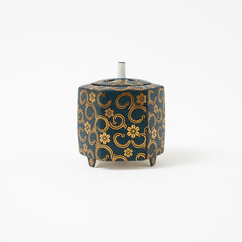 Blue Dots and Gold Flowers Kutani Incense Burner