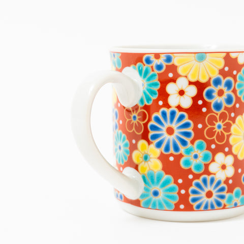 Seikou Kiln Flowers Kutani Mug Cup