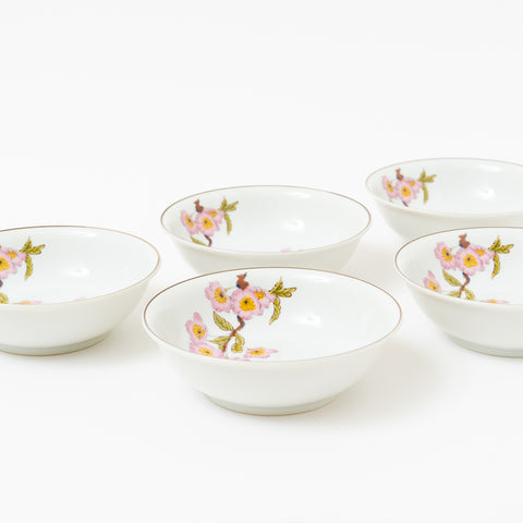 Cherry Blossom with Cat Kutani Kobachi Bowl Set