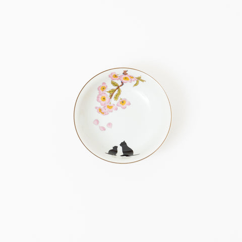 Cherry Blossom with Cat Kutani Kobachi Bowl Set