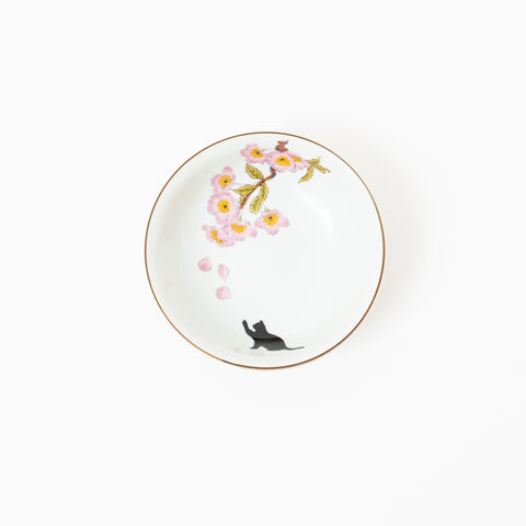 Cherry Blossom with Cat Kutani Kobachi Bowl Set