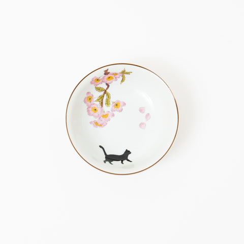 Cherry Blossom with Cat Kutani Kobachi Bowl Set