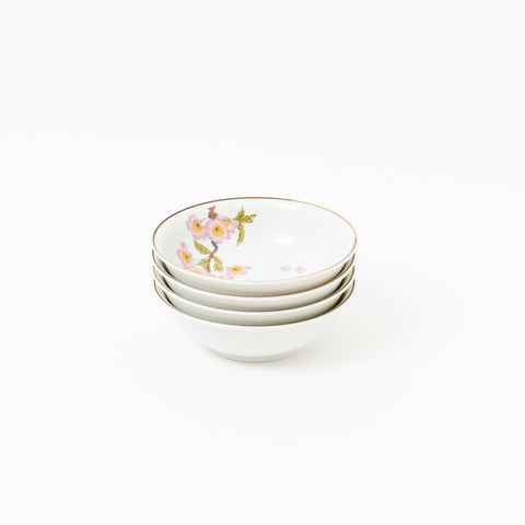 Cherry Blossom with Cat Kutani Kobachi Bowl Set