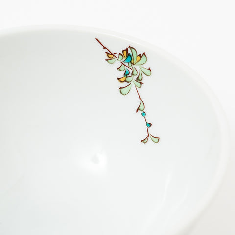 Kingfisher and Branch Patterns Kutani Rice Bowl