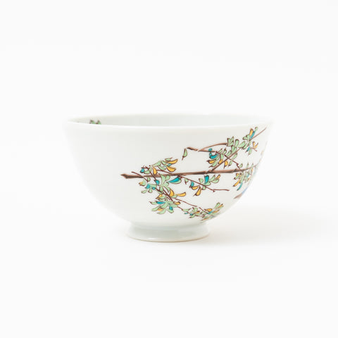 Kingfisher and Branch Patterns Kutani Rice Bowl