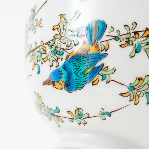 Kingfisher and Branch Patterns Kutani Rice Bowl