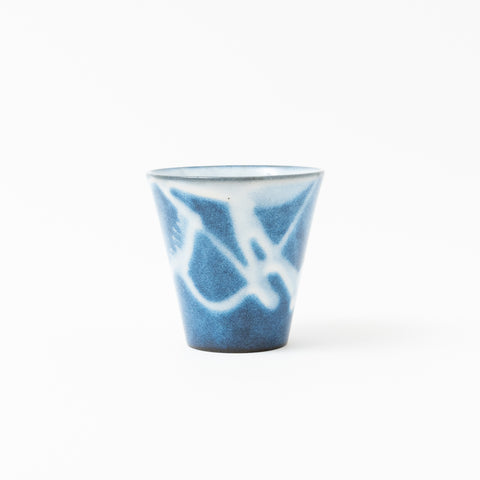 Tenryu KilnBlue Glaze with White Drizzle Pattern Hagi Sake Cup Pair